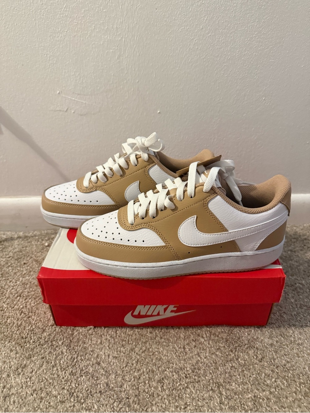 Nike Low-Top Sneakers in White and Tan/Beige